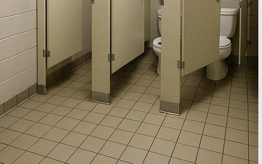 A commercial restroom left spotless after a Faithful Finish deep cleaning